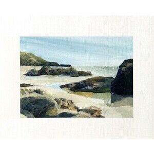8x10 Original Seascape Oil Painting Ocean Impressionist Coast Rocks Beach Signed
